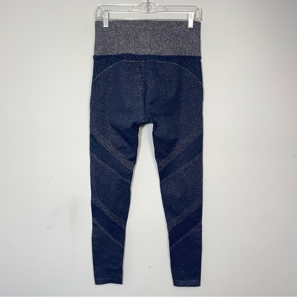 Athleta Twilight Tight Navy Sparkly Silver Metallic High Waisted Leggings Size L - Picture 7 of 15